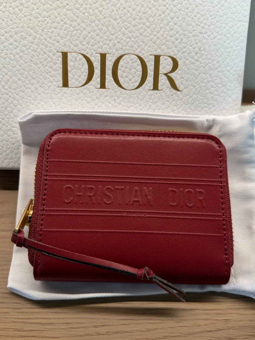DIOR VIP Gift Red Zipper Card Wallet Limited Edition